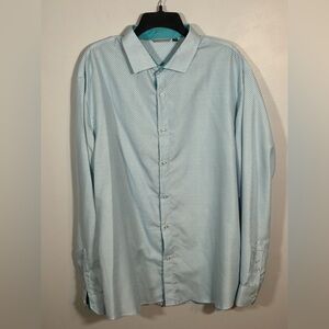 Alex Vando Men’s XXL Long Sleeve Button-Up Shirt Micro Print Blue